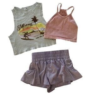 Free People shorts and bralette and BDG Graphic Tank Set
